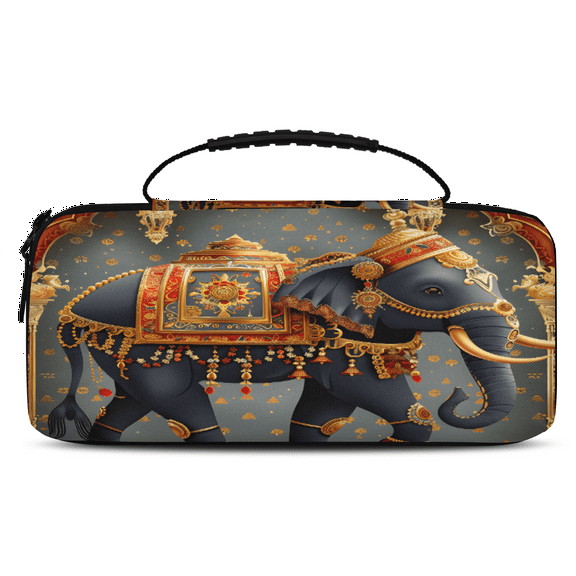 Herdesigns Elephant Carry Case Compatible with Nintendo Switch 2, with 20 Game Card Slots, Vintage Ethnic African Wildlife Portable Travel Carrying Case Pouch for Accessories & Games