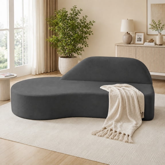 DEALTOPS 91" Curved Boneless Sofa, 3-Seat Deep Seat Chenille Cloud Couch, No Assembly, Gray