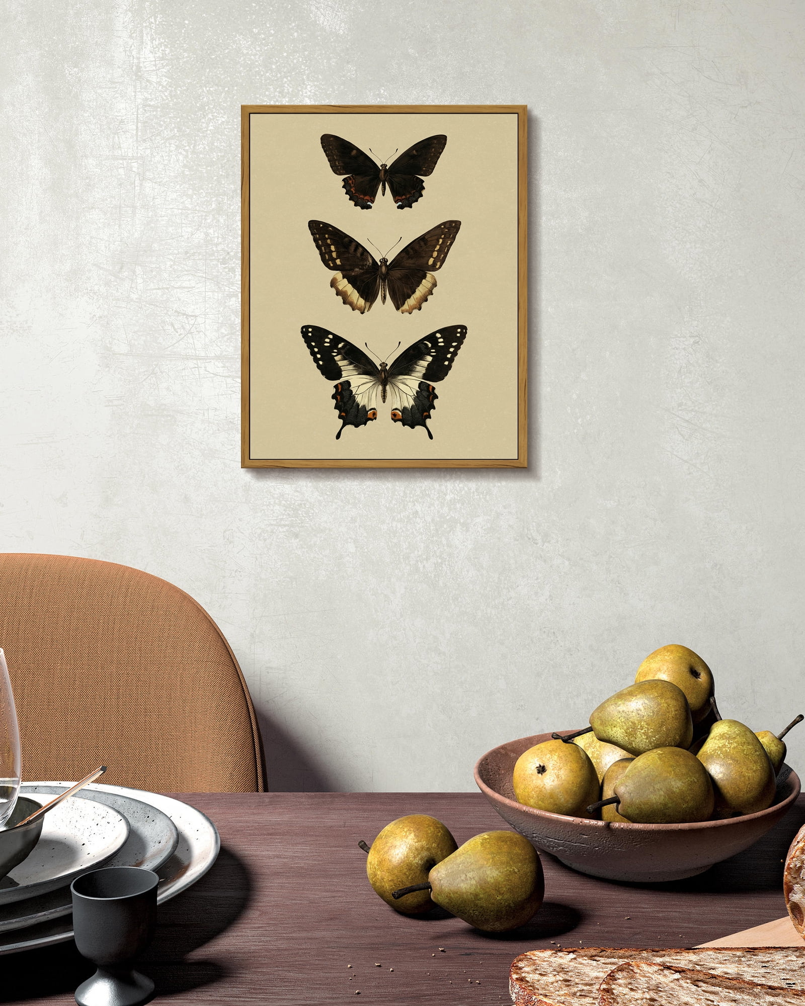 Drsoum Vintage Gold Butterfly Wall Art Bedroom Bathroom Shelf Retro Butterfly Illustration Room Decor Canvas Prints Antique Picture Frame Paintings Home Farmhouse Wall Decor 11x14in Brown Framed