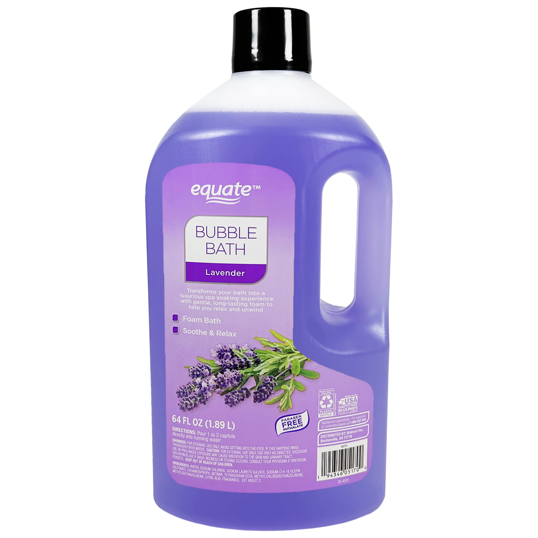 (2 pack) Equate Bubble Bath, Lavender, 64 fl oz