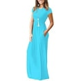 thumbnail image 3 of Aiyino Women's Maxi Dresses Short Sleeve Casual Long Dresses Loose with Pockets,Blue M, 3 of 7