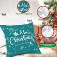 thumbnail image 4 of Christmas Throw Pillow Covers 20x20 Set of 4, Merry Christmas Winter Xmas Snowflake Decorative Holiday Cushion Pillow Cases 20 x 20 for Outdoor Indoor Farmhouse Home Room Couch Decor (Teal), 4 of 6