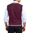 thumbnail image 4 of Dwelliawo Men's Sweater Vest Formal V Neck Ribbed Sweaters Warm Sleeveless Knitted Vest Slim Fit Golf Fall Winter Pullovers Sweater Wine 2XL, 4 of 4