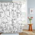 thumbnail image 4 of Shower Curtains for Bathroom, Abstract Style Waterproof Fabric Shower Curtain, Face Line Modern Character Art White Decorative Bathroom Curtain for Bathtub, 72"x84", No Hooks Included, 4 of 9