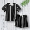 thumbnail image 3 of Uxgjfwu Toddler Boy Girl Summer Outfits Casual Printed Short Sleeve Tops and Shorts Set Sports Set, Sizes 3-14,Black, 3 of 4