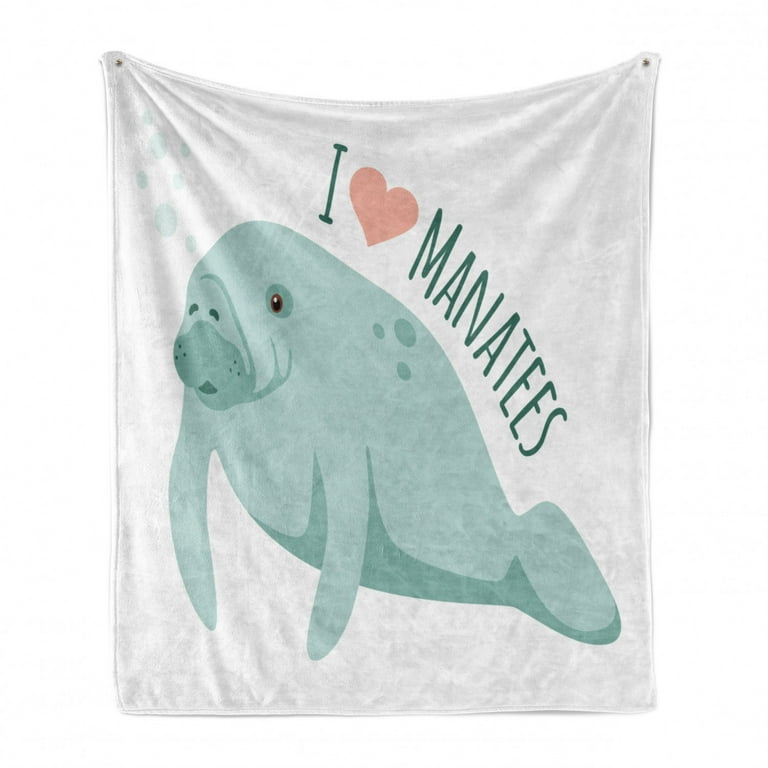 Manatee Soft Flannel Fleece Throw Blanket Pastel Toned
