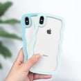 thumbnail image 4 of IPhone 15 Case Wavy Edge Clear Back Design, Anti-Slip Grip Cute Wave Curly Frame Shape Shockproof Soft TPU & Hard Bumper Protective Phone Case Cover for Women Girls, Pink, 4 of 6