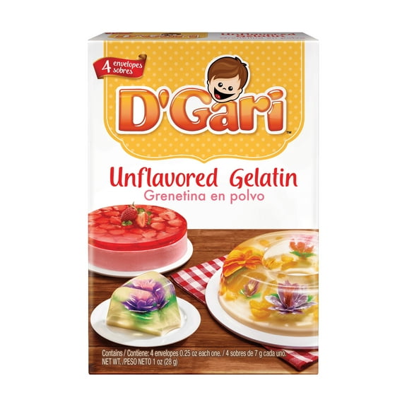 D'Gari Unflavored Gelatin, 0.25 oz Each one, 4 Pack
