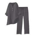 thumbnail image 1 of DecSea Ensemble Décontracté Ample en Coton et Lin Uni pour Femmes, 1 of 5