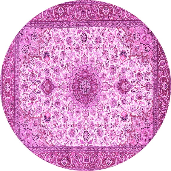 Ahgly Company Indoor Round Medallion Pink Traditional Area Rugs, 8' Round