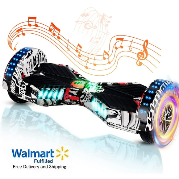 WEELMOTION Hoverboard PIRATE Tout-Terrain 8 Pouces Hoverboard pour Enfants Adultes avec Lumières LED et Haut-Parleur Musical Hoverboard Tout-Terrain 8 Pouces avec Sac, Double Moteur 300W jusqu'à 8 Km/h, Certifié UL2272