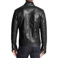 thumbnail image 2 of Men Slim Fit Biker Motorcycle Black Lambskin Leather Jacket Coat Outwear Jackets A434, 2 of 3