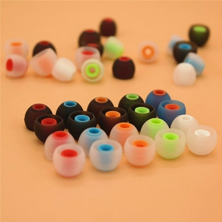 6 Pairs 12 PCS 3.8mm Soft Silicone In-Ear Earphone Covers Earbud Tips Earbuds Eartips Dual Color Ear Pads Cushion for Headphones Random Color &