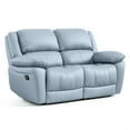 thumbnail image 4 of Furniture of America Sorin Blue Leather 3-Piece Manual Reclining Sofa Set, 4 of 20
