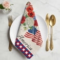 thumbnail image 2 of 250th Anniversary Floral Cloth Napkins, Red Blue Stars 4th of July Rustic Washable and Reusable Dinner Napkins Set of 4, Table Napkin for Kitchen Party Birthday Wedding Hotel Housewarming 20"x20", 2 of 9