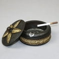 thumbnail image 3 of MERIGLARE Thailand Ashtray Mango Wood Tin Plate Elephant Pattern Handcraft Accessory Small, 3 of 8