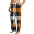thumbnail image 2 of Daiia Men'S Orange Plaid Pants,Bottoms Sleep Lounge,Pajama Pants,Pj Bottoms Drawstring And Pockets-Large, 2 of 9