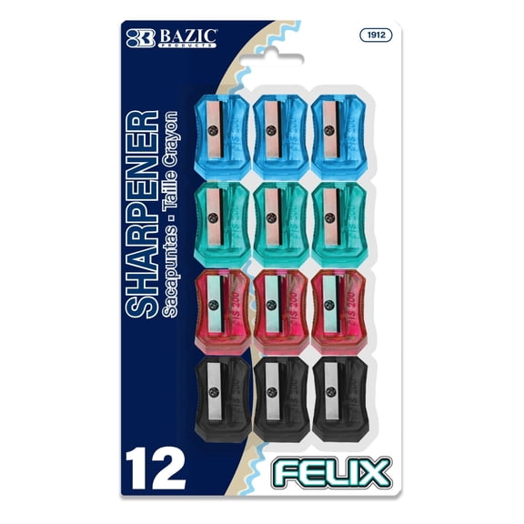 BAZIC Pencil Sharpener Transparent Square Single Hole Blade, Total 288 Count