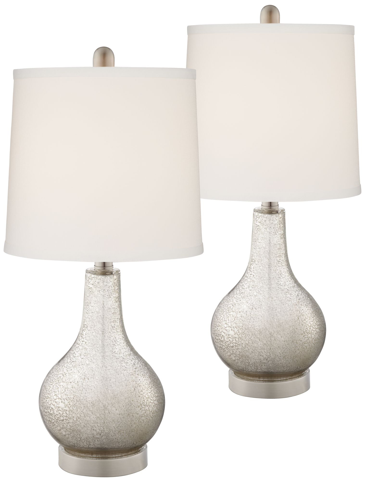 LAMPS A PAIR 29"H HOTEL STYLE  WHITE CERAMIC & CHROME BASE SWITCHED TABLE LAMPS 