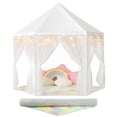 thumbnail image 1 of Tienda de campaña Princess Senodeer blanca con alfombra arcoíris y luces de estrellas, 1 of 7