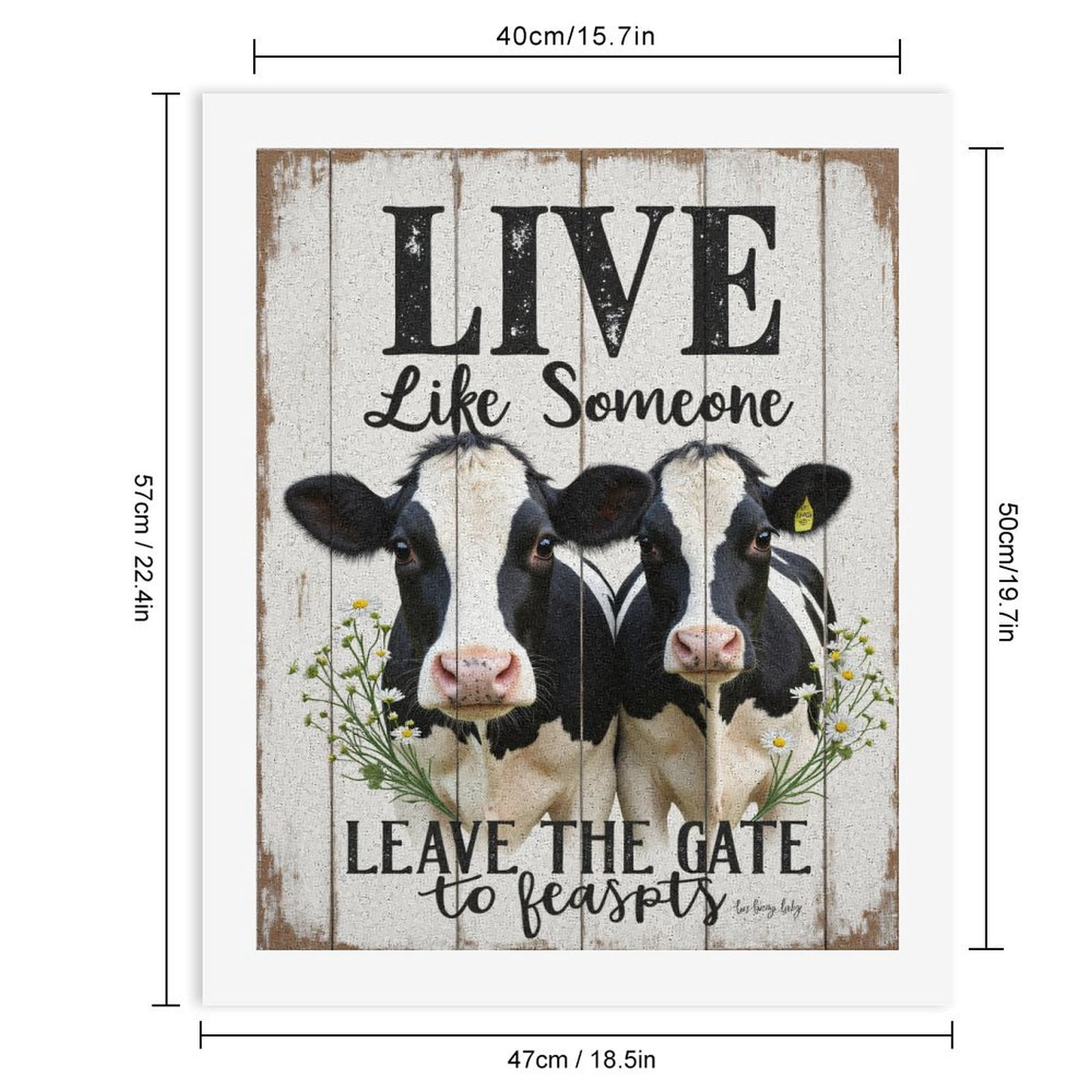 Paint By Numbers Kit for Adults Beginner - DIY Cows Rustic Quote Wall Art Canvas Painting Kits for Adults, Frameless Paint By Number for Adults for Home Wall Decor 16x20 Inch