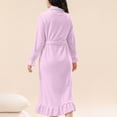 thumbnail image 5 of KyCheLot Womens Bathrobe with Belt Elegant Flannel Soft Warm Lightweight Home Long Robe for Women Winter, 5 of 6