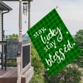 thumbnail image 3 of St Patrick‘s Day House Flag Double-Sided Lucky Shamrock Green Black Buffalo Plaid Checkered Yard Flags Stay Lucky Stay Blessed Farmhouse Clover Outdoor Decoration for Spring Holiday, 28 x 40 Inch, 3 of 6