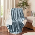 thumbnail image 4 of Evlmd Sherpa Throw Blanket for Couch Sofa - Fuzzy Soft Cozy Blanket for Bed, Fleece Thick Warm Blanket for Winter, Light Gray Fall Winter Throw Blanket, 50x60 Inches, 4 of 8