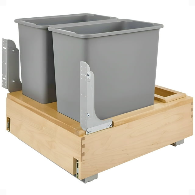 Rev-A-Shelf Poubelles à Double Tiroir Inférieur 30 qt., Gris, 4WCBM-2430DM-2