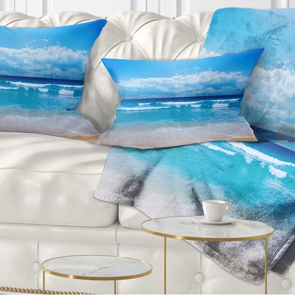 Designart Paradise Beach - Seascape Photography Throw Pillow - 12x20