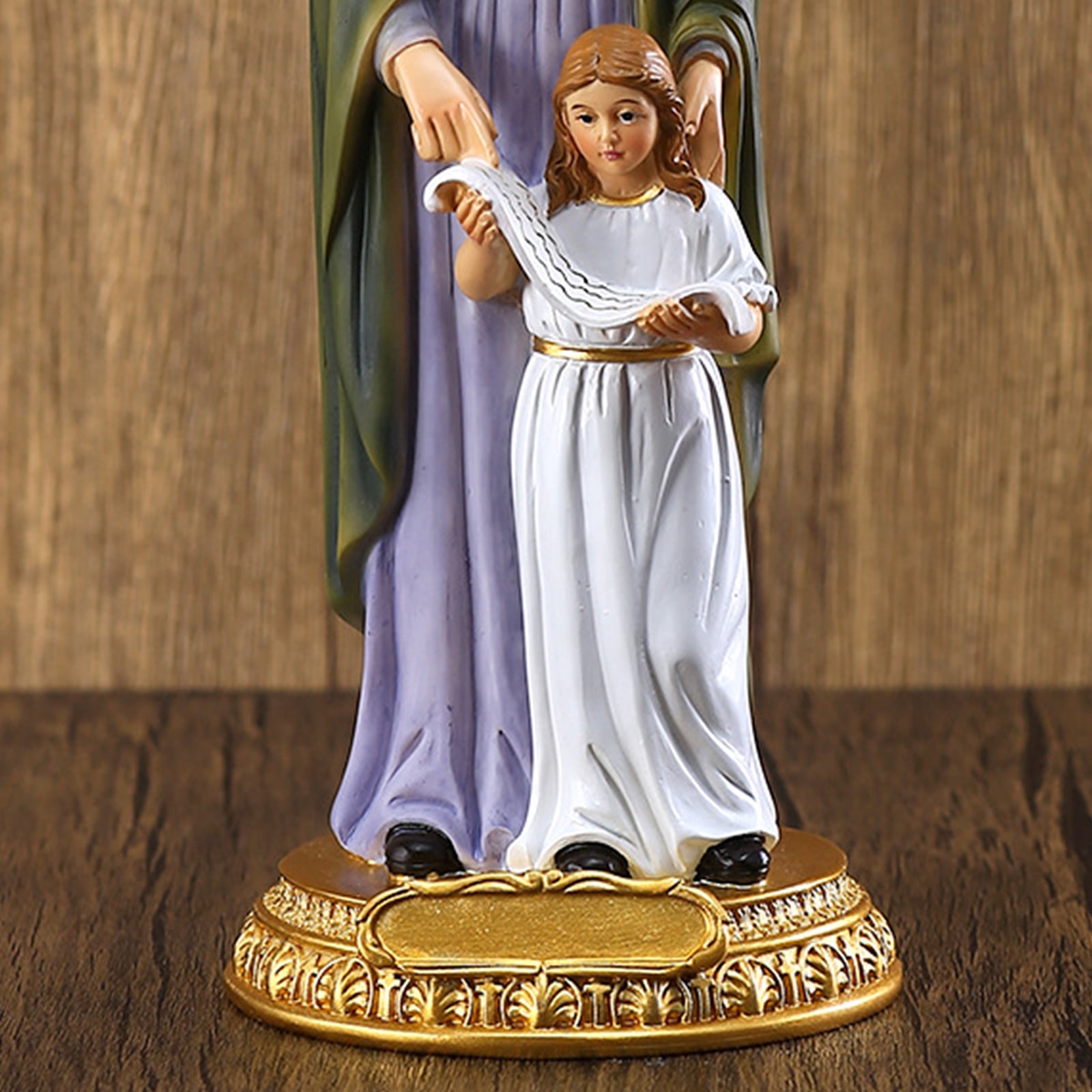 Oasiva Virgin Mary with Saint Anne Blessed Catholic Sculpture Resin Christian Statue for Home Living Room Garden Church Decoration Religious Gift