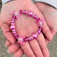 thumbnail image 6 of Butterfly Bracelets for Women, Handmade Glass Beaded Stretch Bracelet, Birthday Christmas Jewelry Gift for Her, Pink, 1 pc, 6 of 11