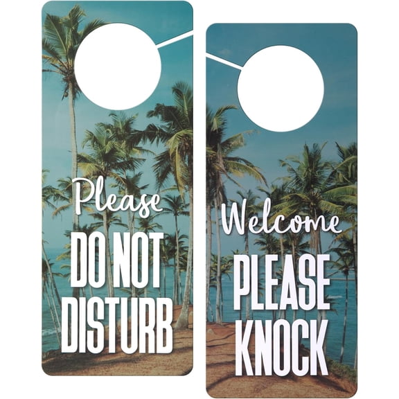 Do Not Disturb Door Hanger Sign, Dual Sided, Please Do Not Disturb Welcome Please Knock Door Sign for Home, Office, Meeting, Recording Room, 9.5" x 3.8" (Pack of 2)