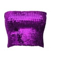 thumbnail image 5 of Women Sparkling Sequins Sleeveless Tube Top Stretch Bandeau Strapless Metallic Crop Top Camisole Party Clubwear, 5 of 8
