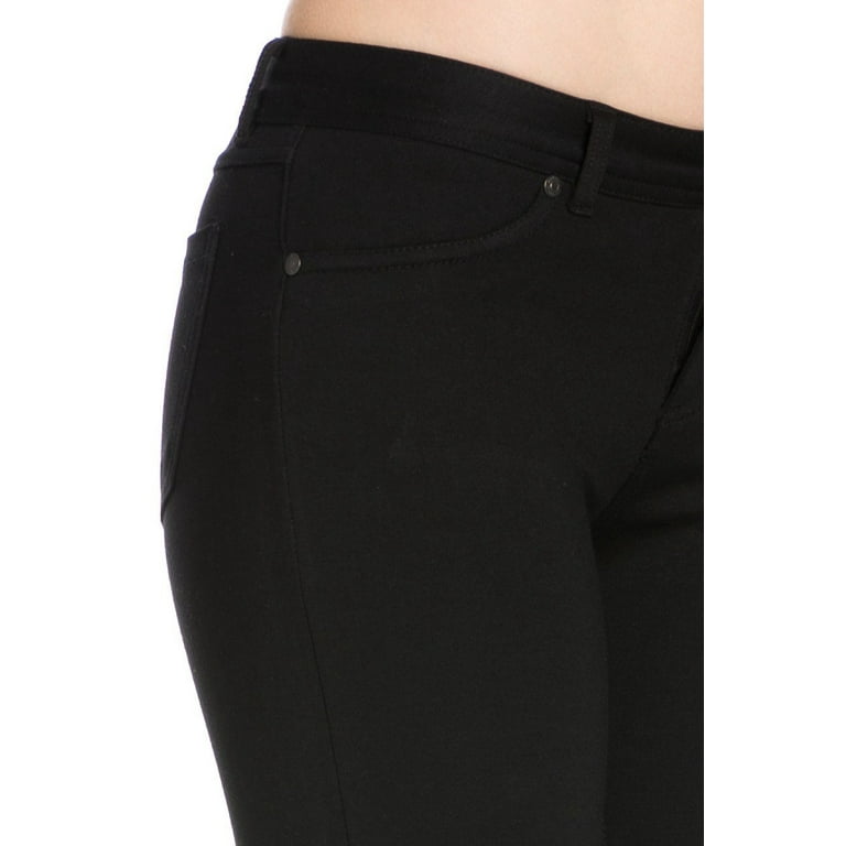 4 Way Stretchy Ponte Knit Capri Skinny Jeans (Black)