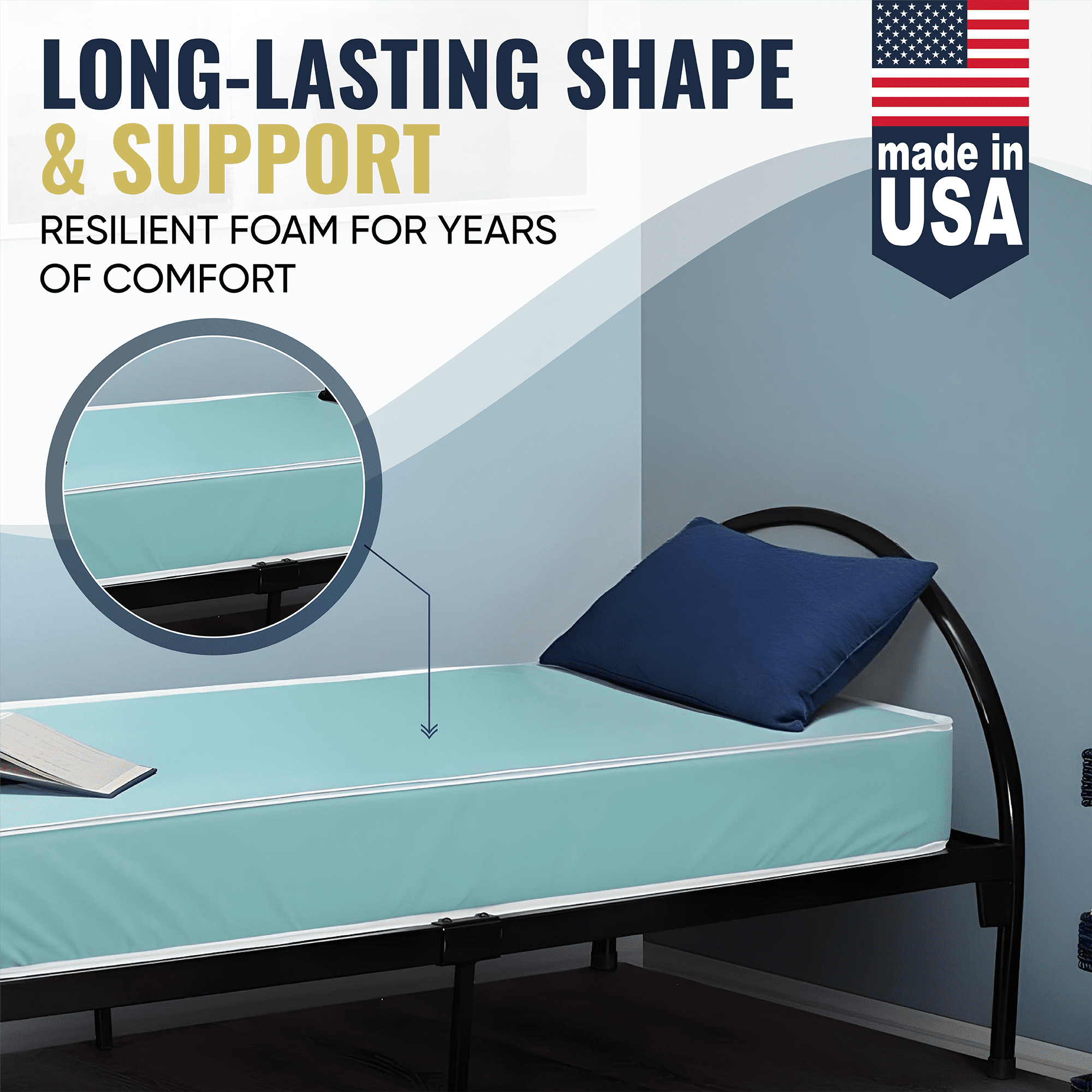 Fortnight Bedding 6 inch Foam Mattress with Water Resistant Vinyl Cover - Twin Size