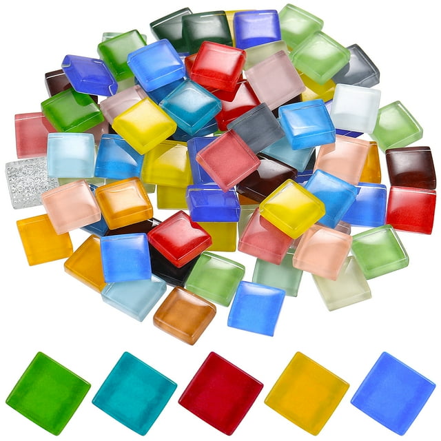 1200 Pcs Mosaic Tiles Crystal Glass Square Flat Back Tiles for Craft Project DIY Supplies