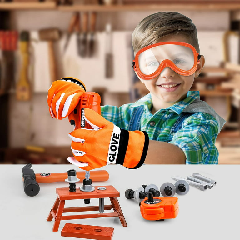 Tool Set with Kids Tool Belt & Electronic Toy Drill