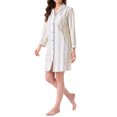 thumbnail image 4 of INSPIRE CHIC Camisón de Mujer a Rayas con Botones, Vestido de Pijama de Manga Larga, Camisón con Cuello en V y Bolsillo, XL, Rayas Azul Claro, 4 of 5