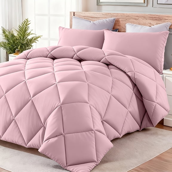 2‑Piece Solid Color Diamond Grid Oversized / Extra‑Large Bedding Set, Soft & Cozy