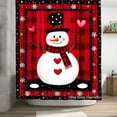 thumbnail image 2 of Remain Unique Snowman with Plaid Hat and Scarf Red Checkered Pattern Shower Curtain for Home Bathroom Bath Tub Decoration 72x72 inch, 2 of 5