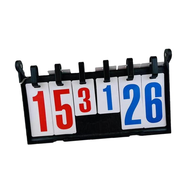 Marcador deportivo, Score Keeper, compacto, 39 cm x 23 cm, de mesa o colgante, Score Flip 6 dígitos para béisbol, tenis, baloncesto, voleibol, hockey Sharpla Marcador
