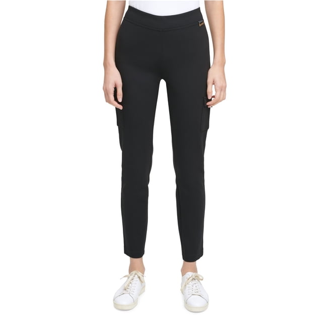 Calvin Klein Womens Solid Casual Cargo Pantalones, Negro, X-Small