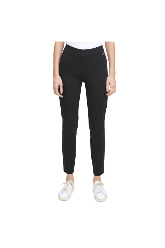 Womens Solid Casual Cargo Pants, Black, X-Small