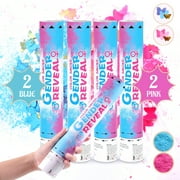 Gender Reveal Butterfly Confetti Powder Cannon - Set of 4 Mixed (2 Blue 2 Pink) Gender Reveal Party Supplies - 100% Biodegradable Tissue Safe Powder - Ideas and Smoke Bombs