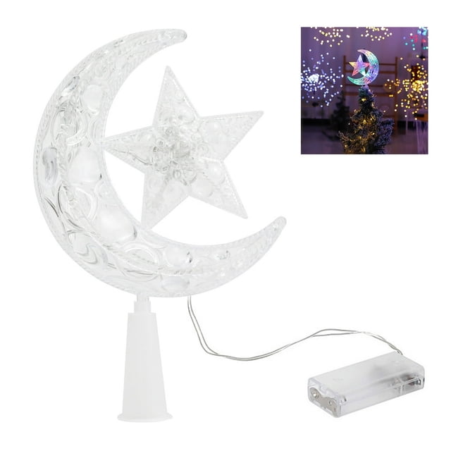 Christmas Tree Top Lights Moon Star Pattern Create Festive Ambience Romantic Flashing Lights Christmas Decoration Lamp