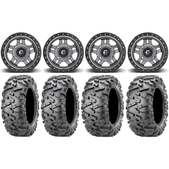 Fuel Anza Gunmetal 14" Wheels 28" BigHorn 2.0 Tires Sportsman 550 850 1000