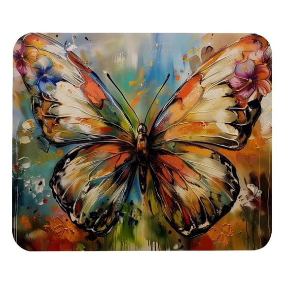 PhooArto Comfortable Mouse Pad Colorful Butterfly Pattern Desktop Mousepad , 21 x 25 cm Mouse Mat, Non-Slip Rubber Base, Improves Speed and Precision
