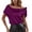 Purple, variant on Trendfront Womens Off Shoulder Blouses Elegant Casual Loose Fit Pullover Short Sleeve Bow Knot Asymmetrical Neck Summer Vacation Dressy Everyday Wear