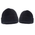 thumbnail image 1 of 2Pcs/Set Solid Color Warm Ribbed Parent-Child Beanie Hats Family Matching Knitted Bicycle Caps for Outdoor, 1 of 10